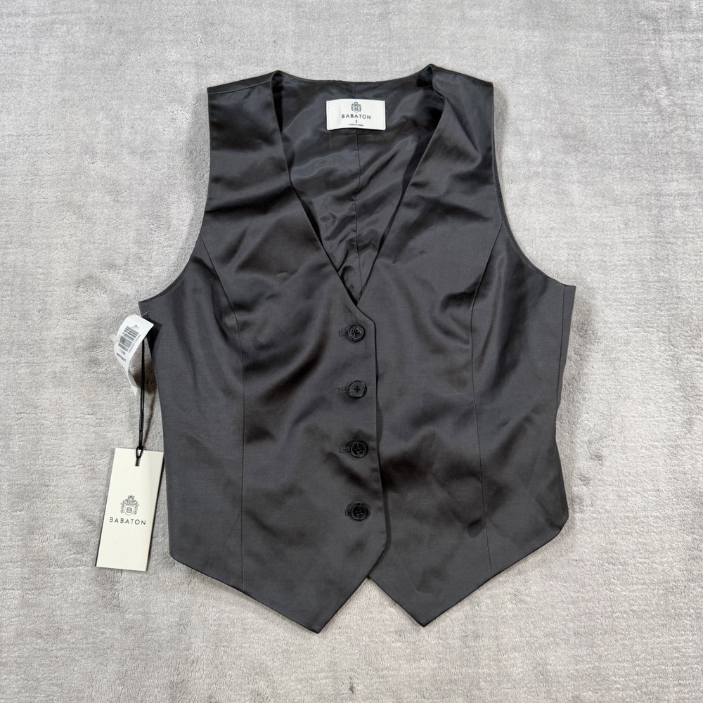 Babaton Aritzia Vest Women 2 Grey Deniro Button Front Tailored Waistcoat NWT